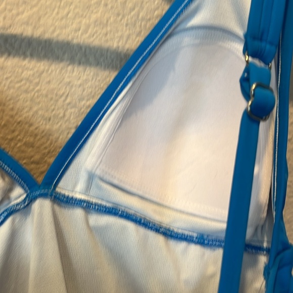 New Swim Solutions Women's Tummy-Control Plunge Mio One-Piece Swimsuit Blue 14 - Picture 9 of 10